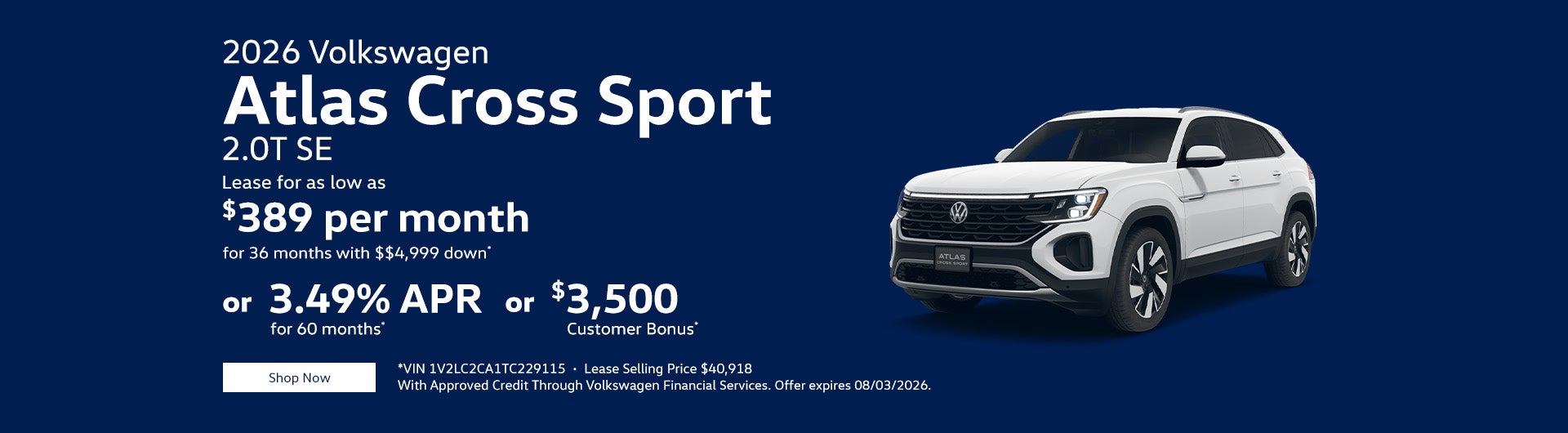 2026 Volkswagen Atlas Cross Sport 2.0T SE