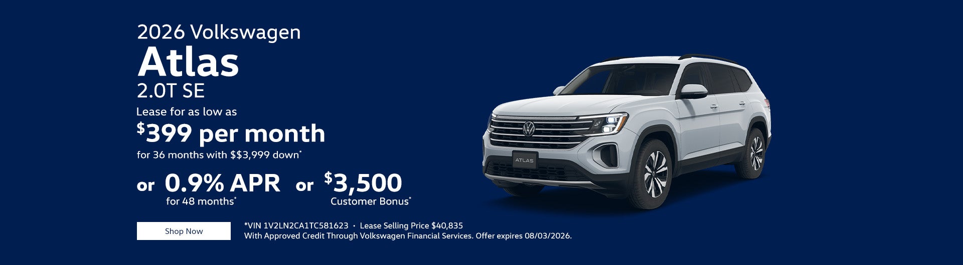 2026 Volkswagen Atlas 2.0T SE